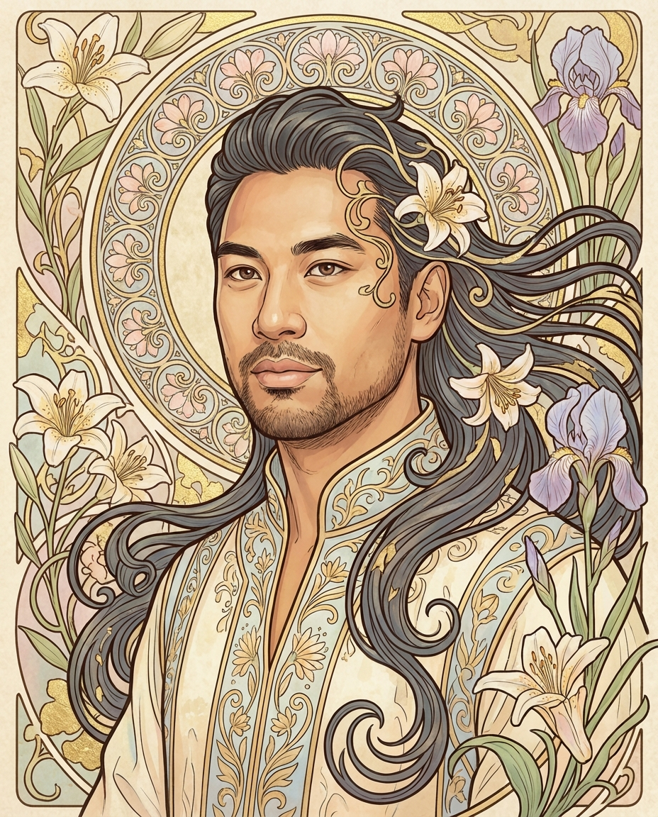 Alphonse Mucha AI preset example